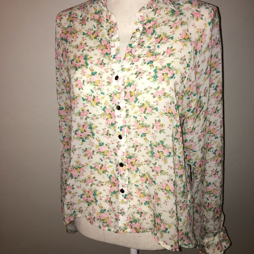 Anthropologie Lumiere Floral Blouse Size Small